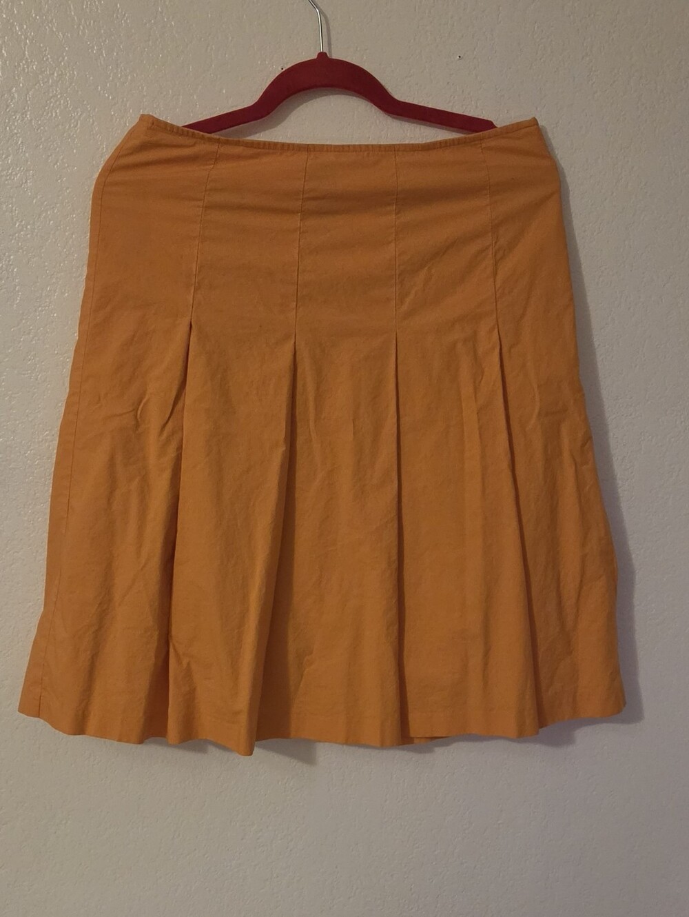 Express Orange Pleated Skater Skirt